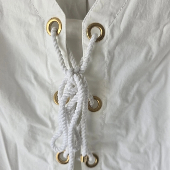 Trina Turk White Nautical Lace-Up Sleveless Top Sz S Tie Front Normcore - Picture 7 of 11